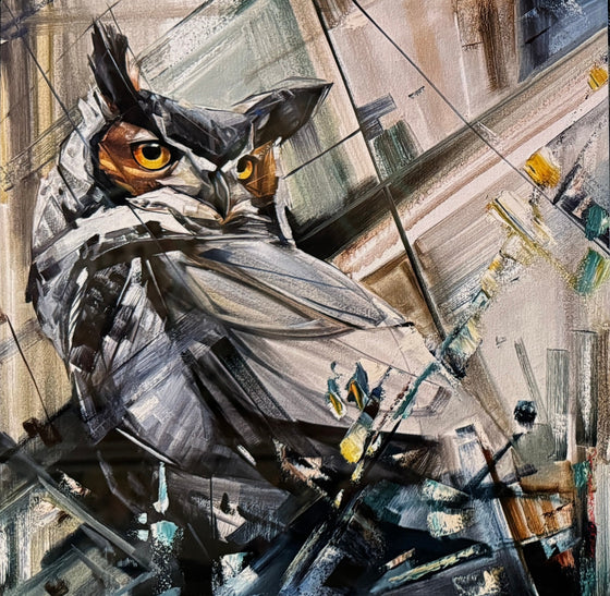 Dual Perspective Owl- 12x12” Metal Print